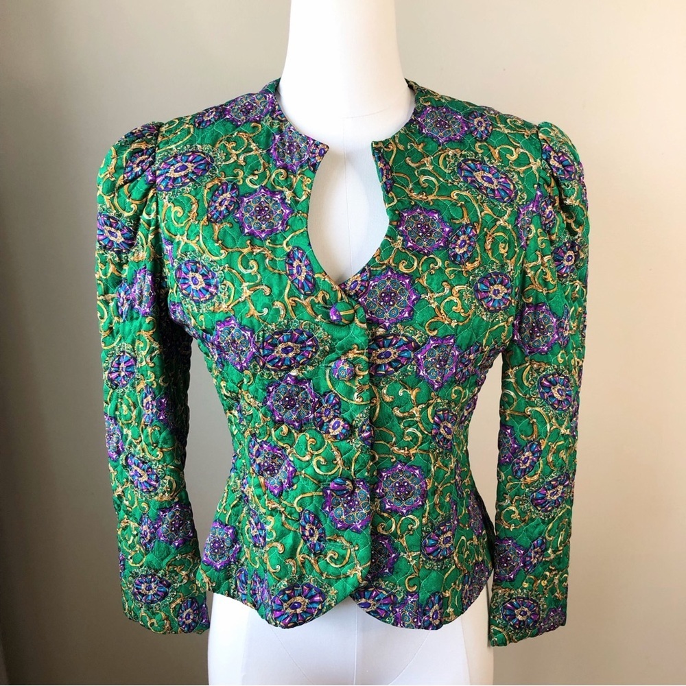 Vintage Emerald and Violet Brocade Blazer